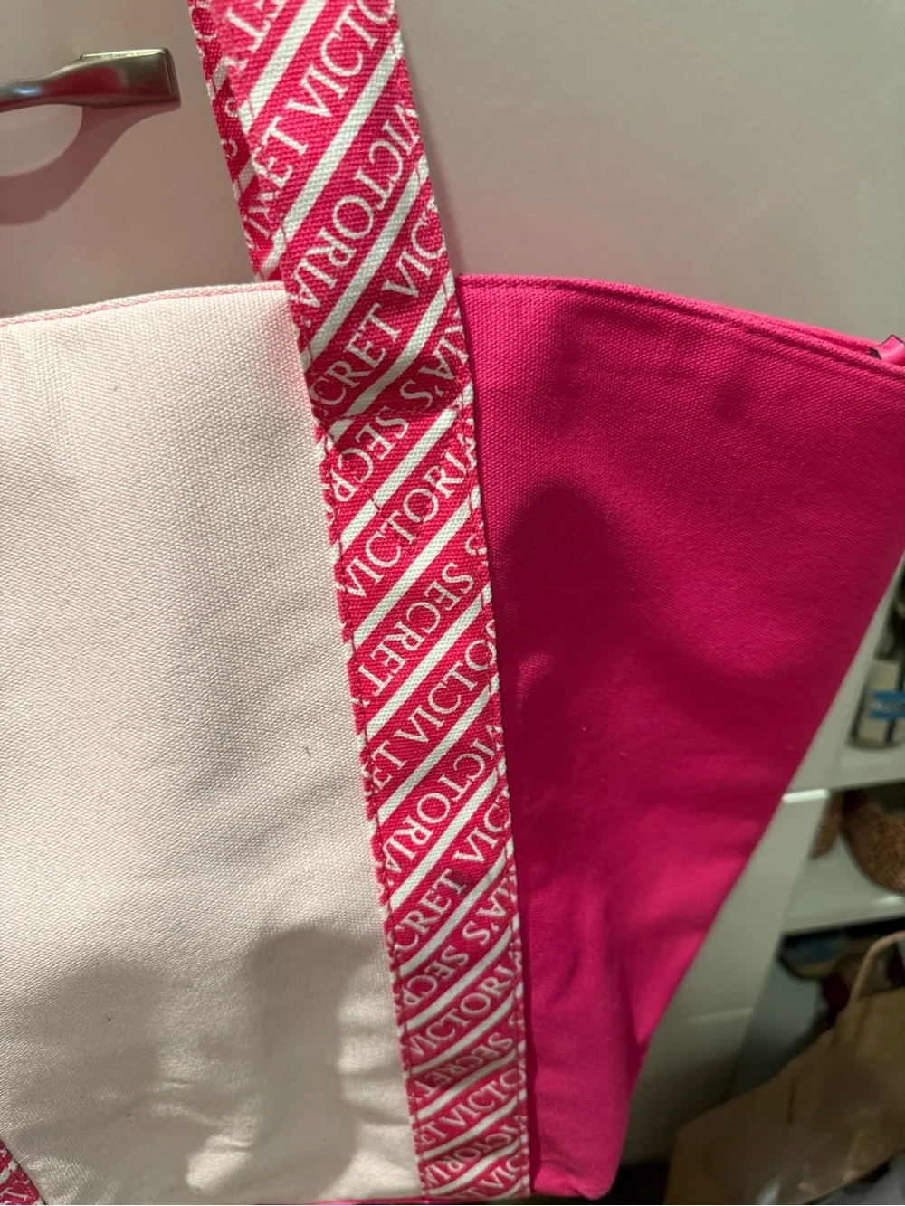 Victoria's Secret Pink, Cream & Red Colorblock Tote